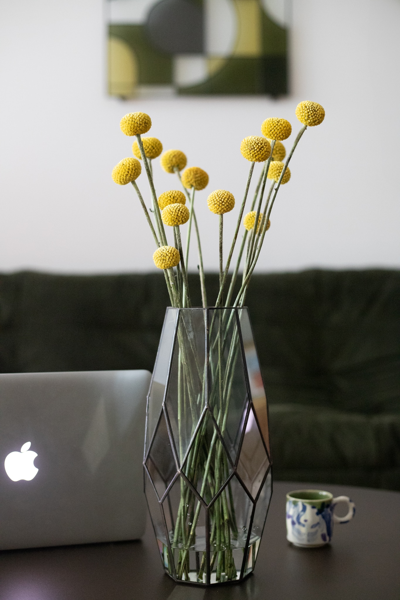 Ručne vyrobená číra sklenená váza vytvorená Tiffany technikou Naturium