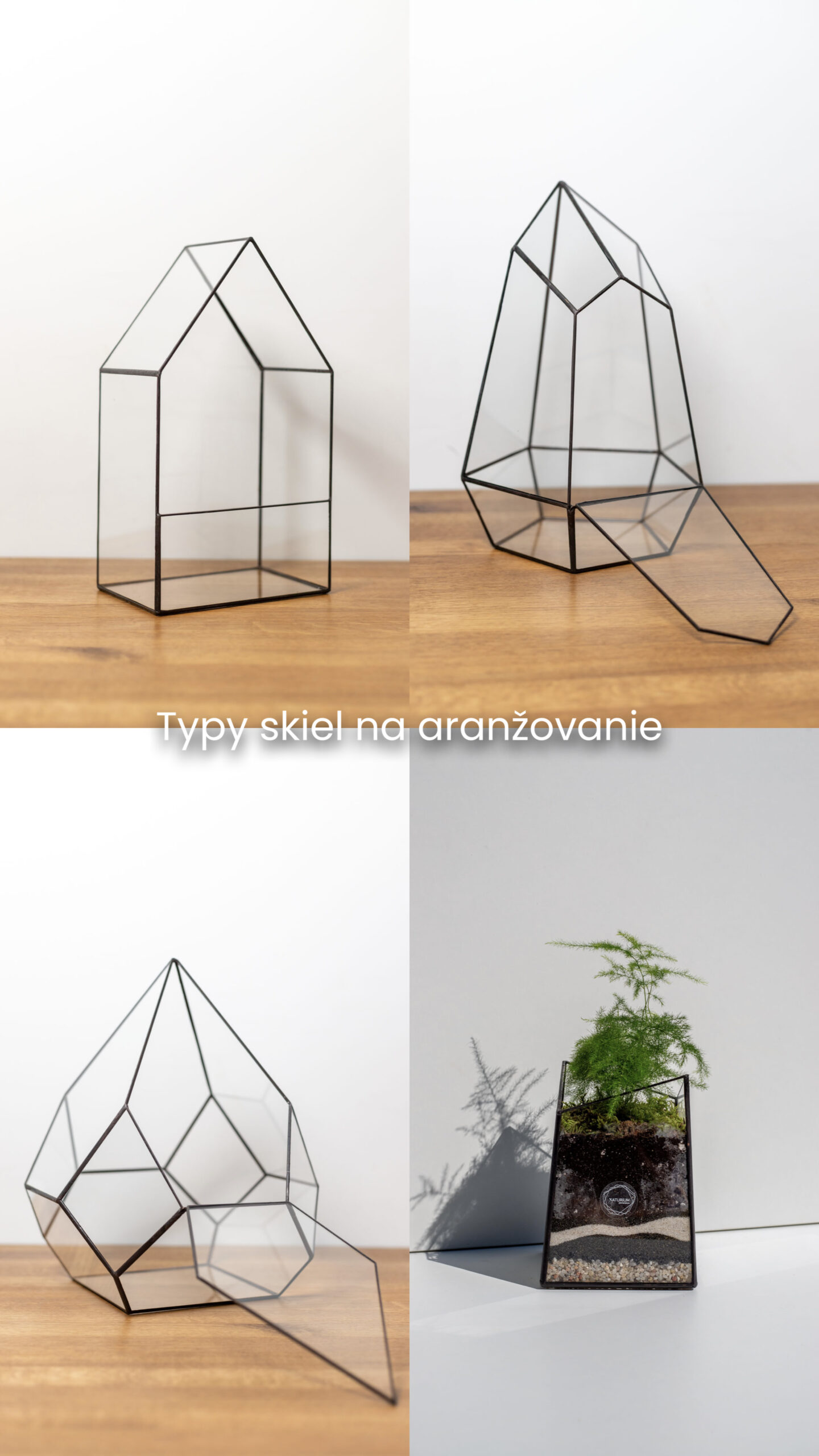 Typy skiel, do ktorých si účastník workshopu sám naaranžuje rastliny podľa vkusu.